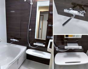 浴乾も追加で機能充実のマンションお風呂リフォーム。リクシル リノビオV Sタイプ 設置写真